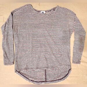 Striped Wide Neck Long Sleeve High Low Top